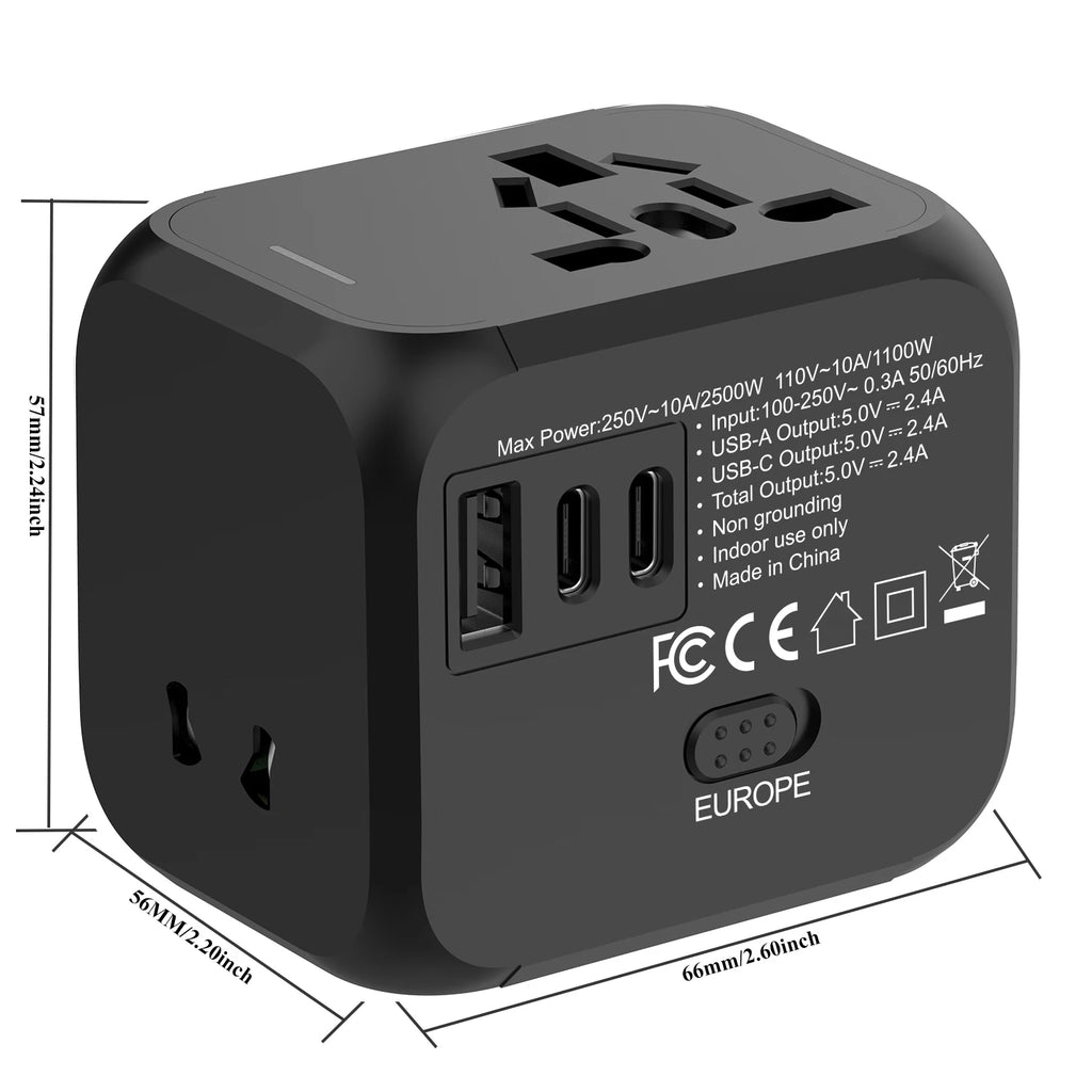 Universal Multi Function Travel Adapter USB C Fast Charger International Plug