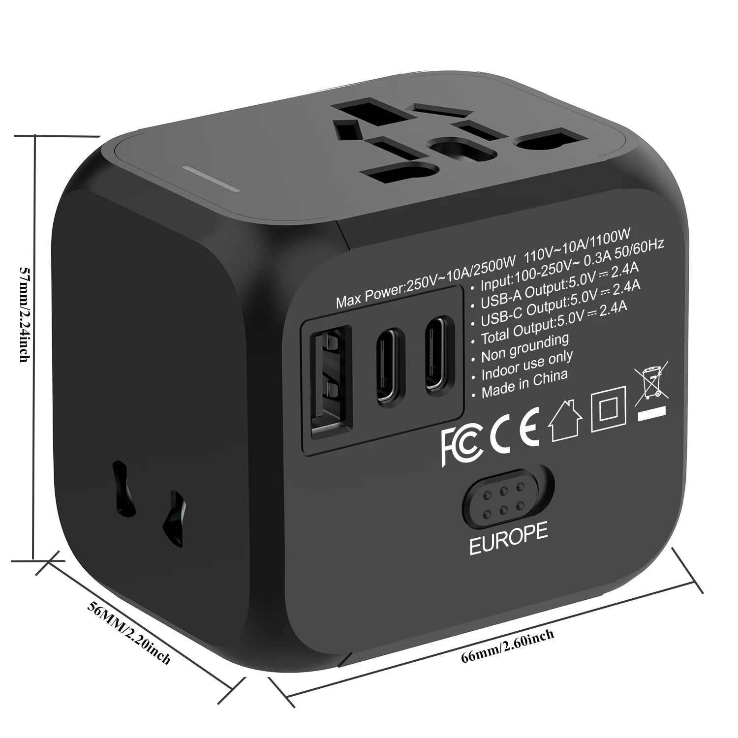 Universal Multi Function Travel Adapter USB C Fast Charger International Plug