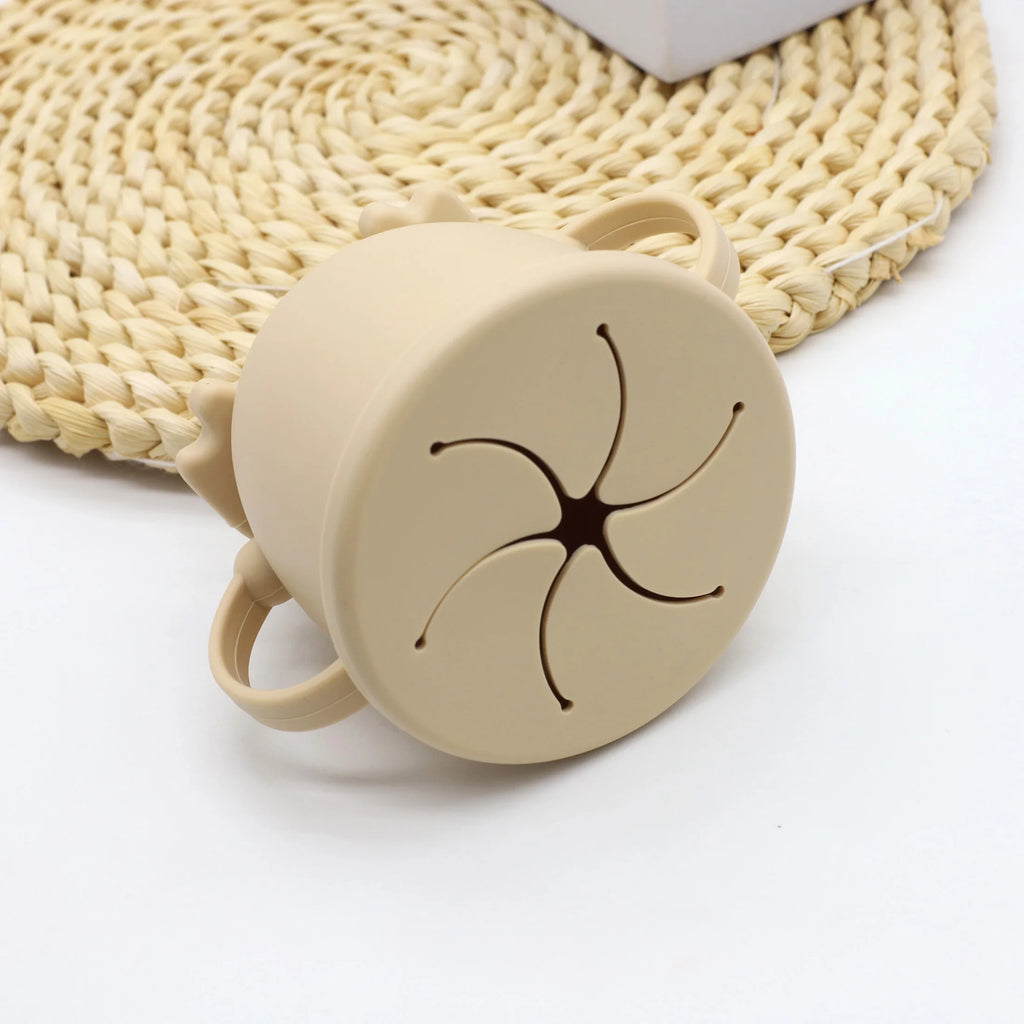 Silicone Straw Cup with Handle Multifunction Snack Cup