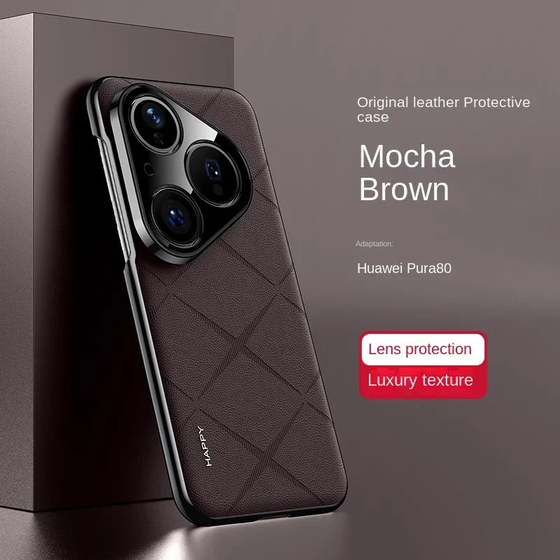 Luxury Leather Camera Protection Case for Huawei Pura 80 Ultra