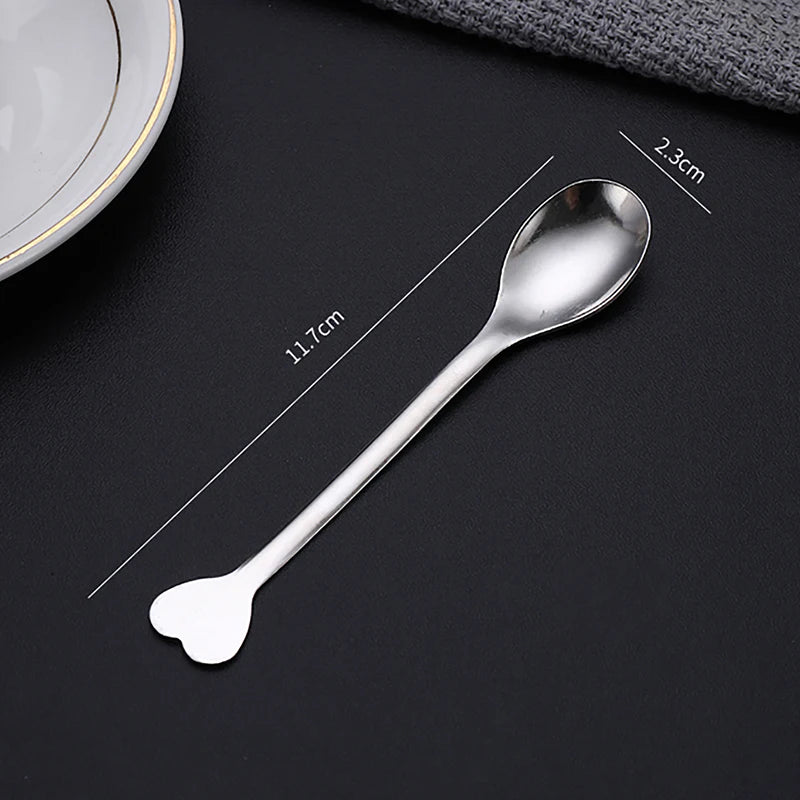 2Pcs Love Handle Coffee Spoon Set – Stainless Steel Tea & Dessert Spoon