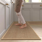 Washable Faux Sisal Kitchen Rug Non-Slip Rubber Back Runner Mat