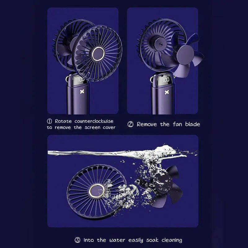 Portable Mini Folding Desk Fan USB Rechargeable Cooling Cooler Fan