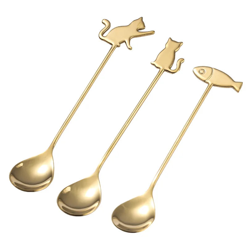 Cute Cat Coffee Spoon 304 Stainless Steel – Dessert & Ice Cream Spoon