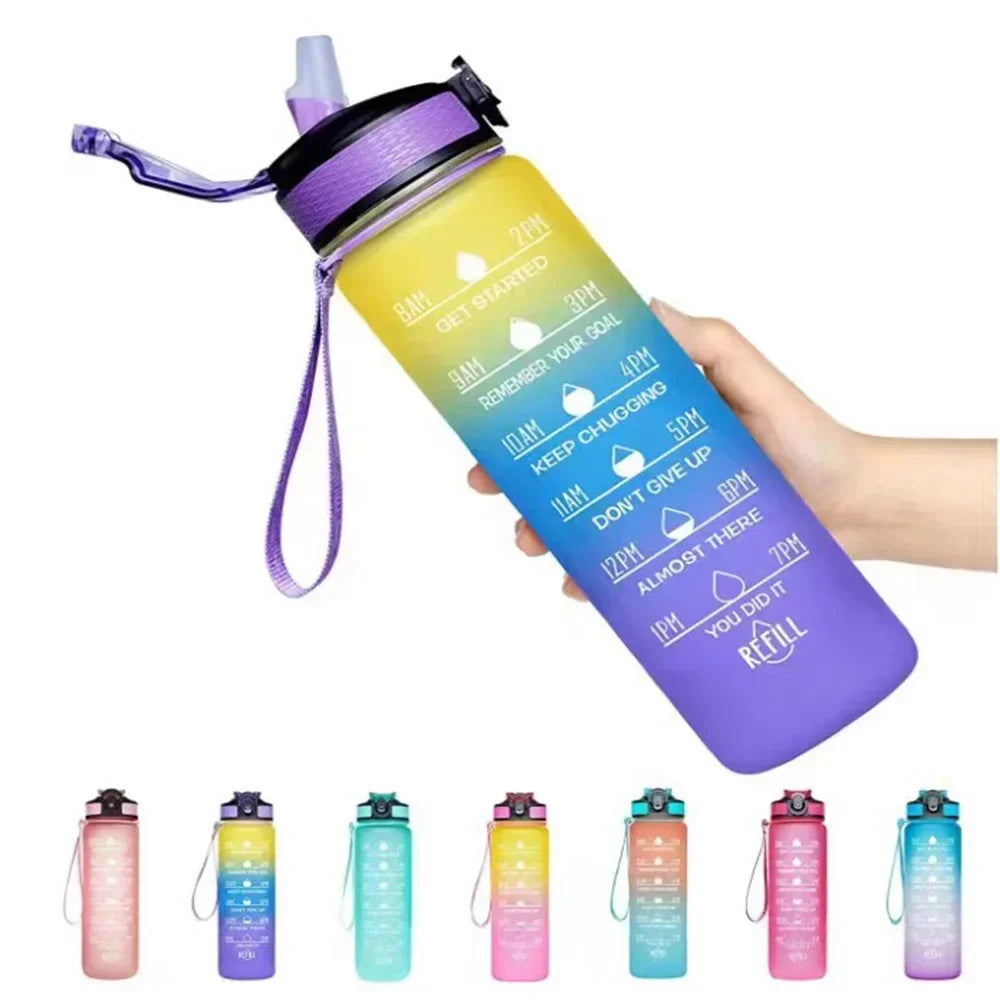 1000ml Motivational Sports Water Bottle with Time Marker