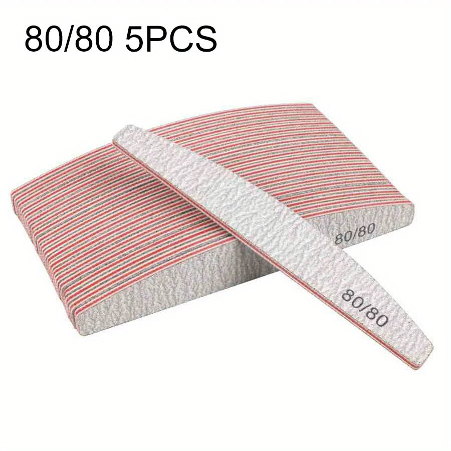 Professional Nail File Set 80-240 Grit Half Moon Nail Buffer