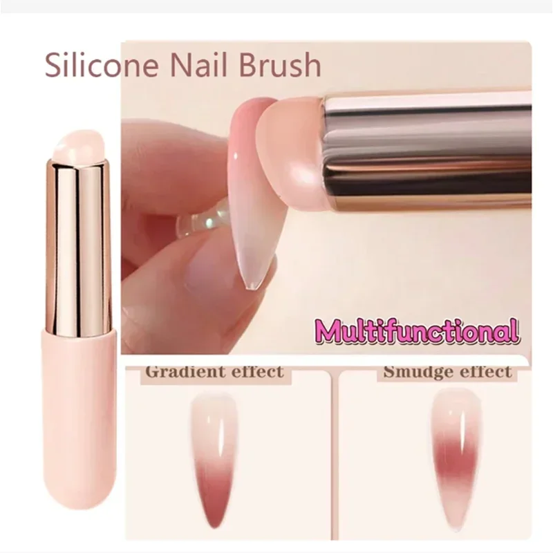 Silicone Nail Art Brush Mirror Powder Applicator Manicure Tool