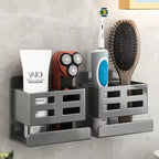 Hole-Free Bathroom Shelf Wall Mounted Toothbrush & Razor Organizer