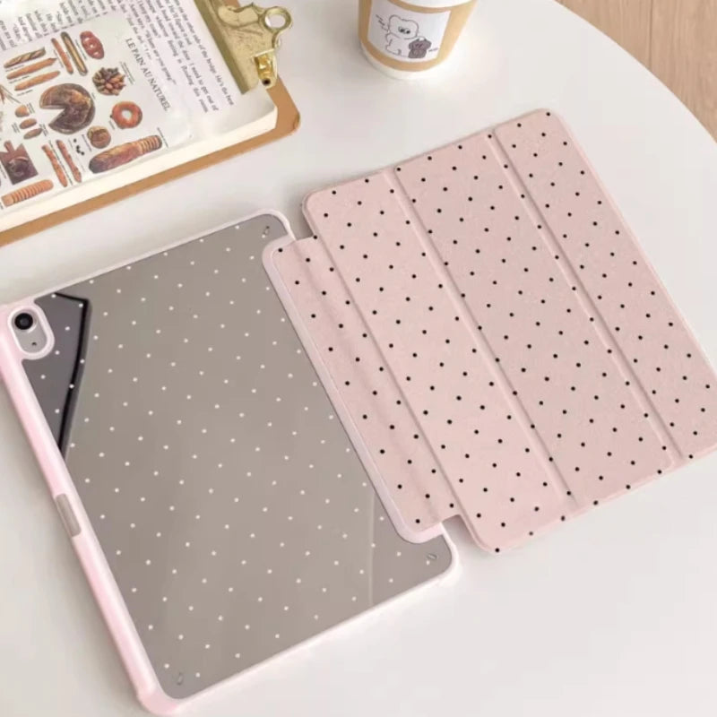 Black Polka Dots Trifold Case for iPad Air Pro Mini 10.2 10.9 Cover
