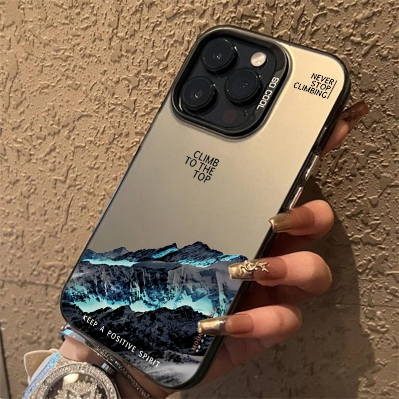 Snow Mountain Sunset Electroplate Case for iPhone 11 12 13 14 15 16 17