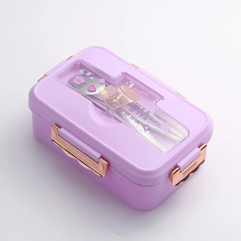 Cute Dinosaur Kids Lunch Box 3 Grid Bento Container for Students