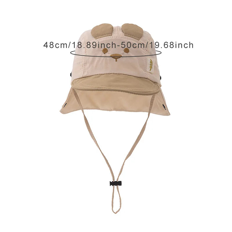 Cartoon Bear Baby Fisherman Hat UK Quick Dry Kids Sun Hat