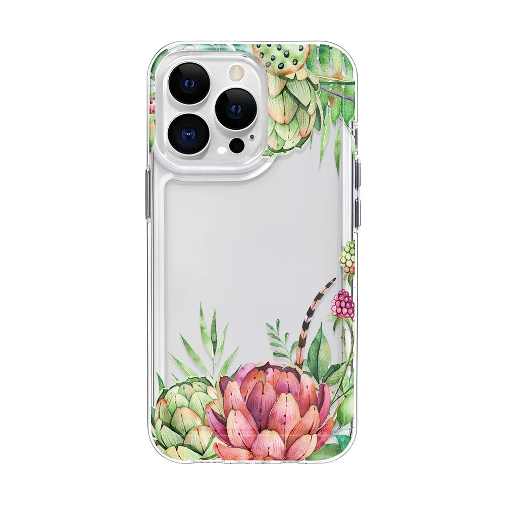 Aesthetic Flower Clear Case for iPhone 11 12 13 14 15 16 Pro Max