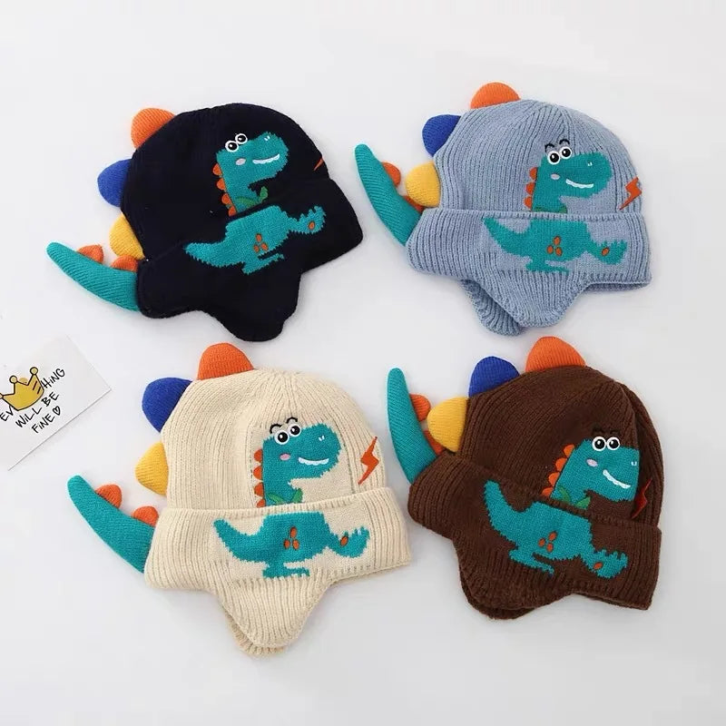 3D Dinosaur Kids Winter Hat Warm Ear Protection Beanie
