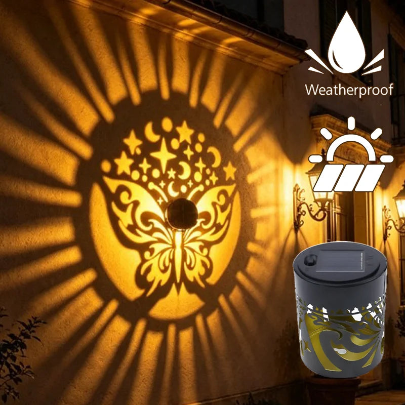 Solar Mandala Butterfly Wall Light Waterproof Outdoor Garden Fence Lamp Secondary image