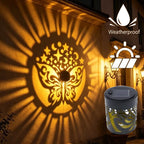 Solar Mandala Butterfly Wall Light Waterproof Outdoor Garden Fence Lamp