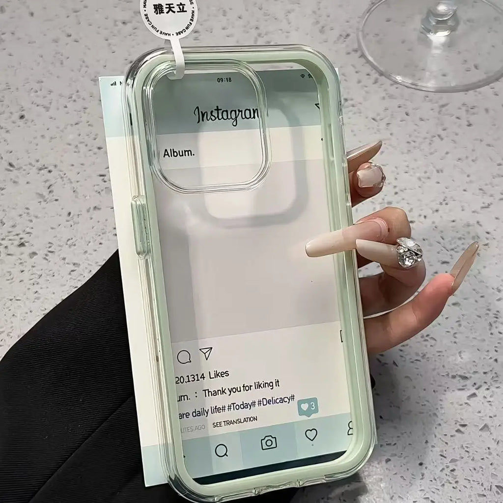 Candy Color Frame Clear Case for iPhone 11 12 13 14 15 16 17 Pro Max
