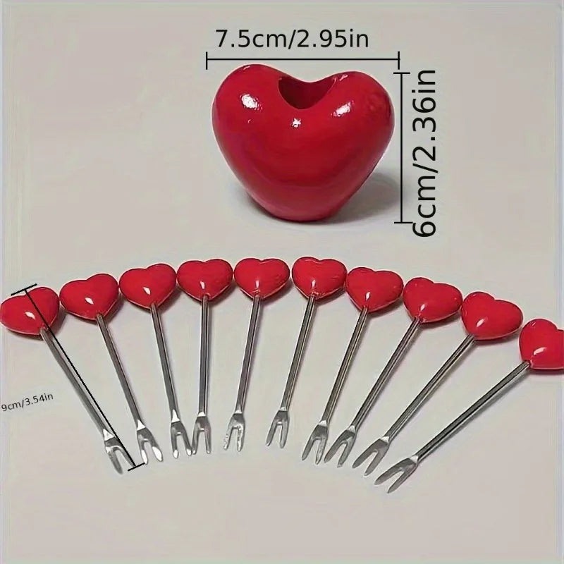 Love Fruit Fork Set Stainless Steel Cake, Snack & Dessert Forks Gift Set
