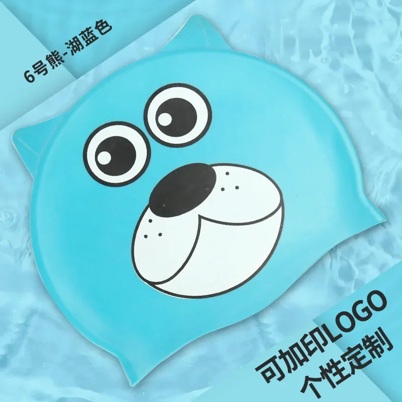 Cartoon Clownfish Kids Silicone Swimming Cap Waterproof Swim Hat