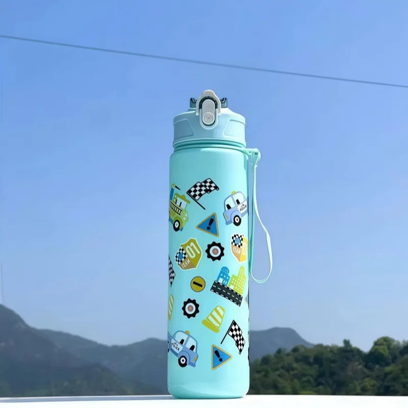 750ml Dinosaur Kids Water Bottle Leakproof Straw Cup
