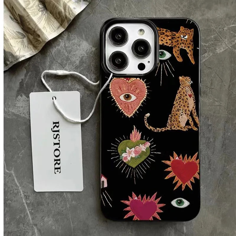 Luminous Graffiti Love Case for iPhone 16 15 14 13 12 11 Pro Max