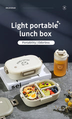WORTHBUY 800ML Lunch Box Removable 3 Compartment Microwave Bento Box
