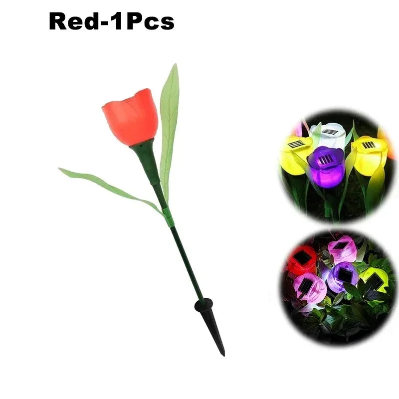 Solar Tulip Rose Flower Lights for Waterproof Garden Decor