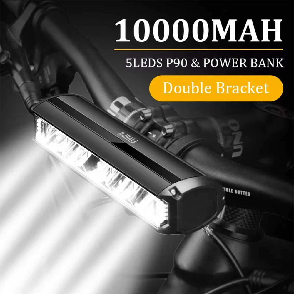 5 LED Rechargeable MTB Bike Light 10000mAh Headlight