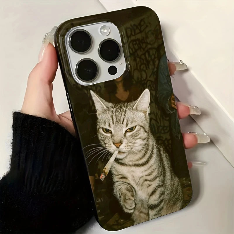 Fashion Kitten Pattern Case for iPhone 11 12 13 14 15 16 17 Pro Max