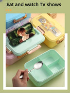 Cute Dinosaur Kids Lunch Box 3 Grid Bento Container for Students