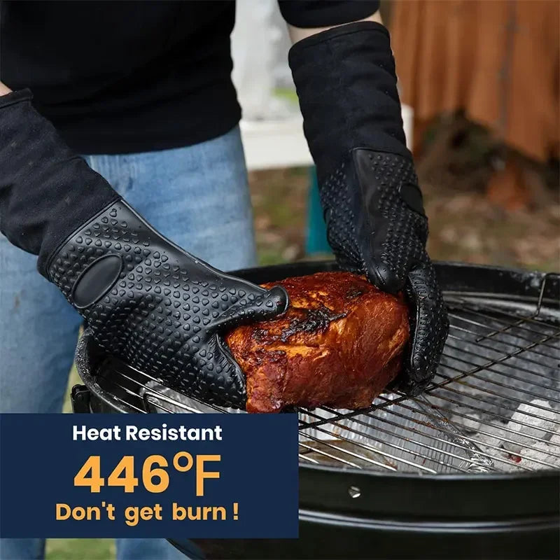 Extra Long Silicone Oven Mitts – Professional Heat Resistant Grill Gloves Secondary image