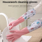 Women's Waterproof Cleaning Gloves Kitchen Rubber Gloves