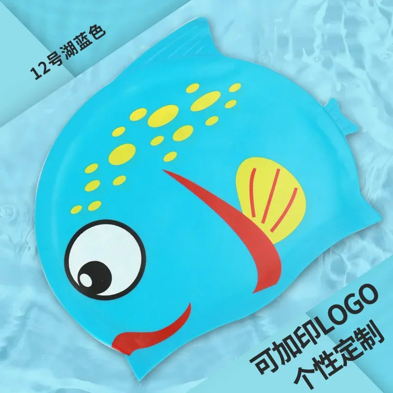 Cartoon Clownfish Kids Silicone Swimming Cap Waterproof Swim Hat