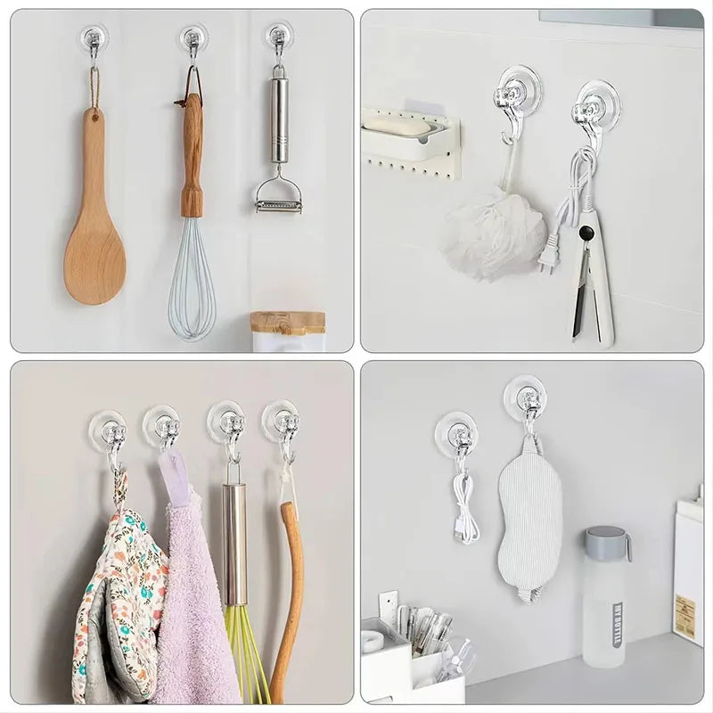 10Pcs Suction Cup Hooks Heavy Duty Reusable Wall Hooks