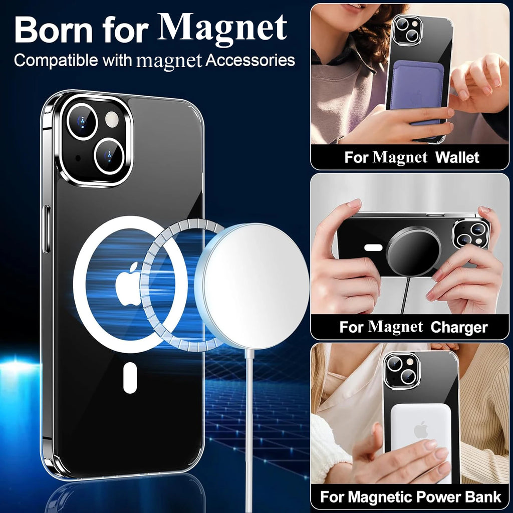 Ultra Slim Clear Magnetic Case for iPhone 16 15 14 13 12 11 Pro Max