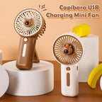 Portable Capybara Mini Fan USB Rechargeable 3-Speed Cooling Fan