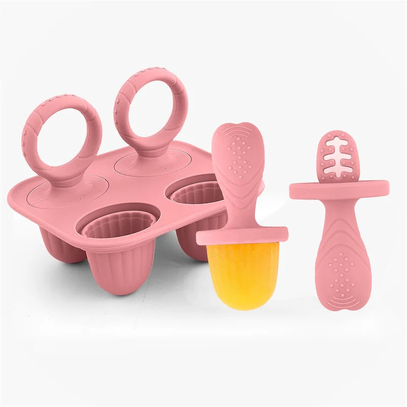 Baby Teething Popsicle Mold 4/6 Cavity – DIY Milk Ice Cream Stick Tray