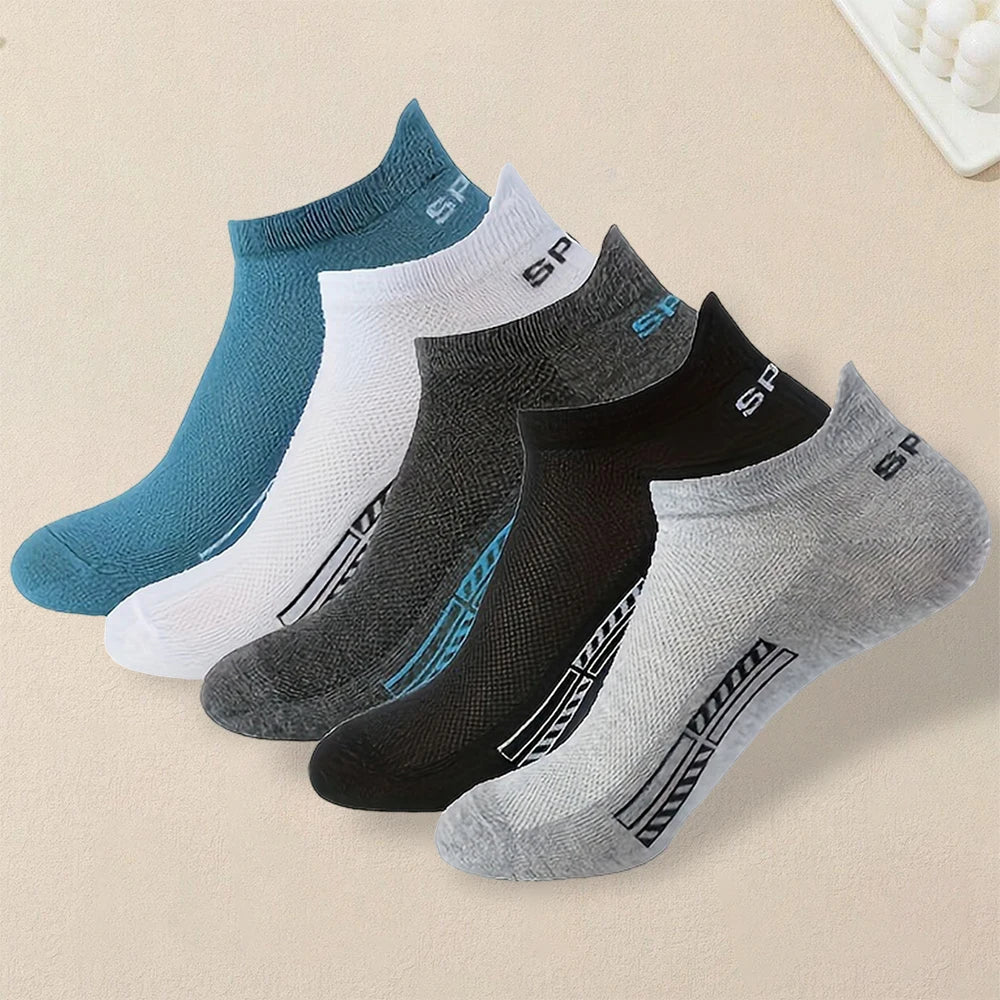 5 Pairs Men Ankle Socks Breathable Lightweight Casual Summer Trendy