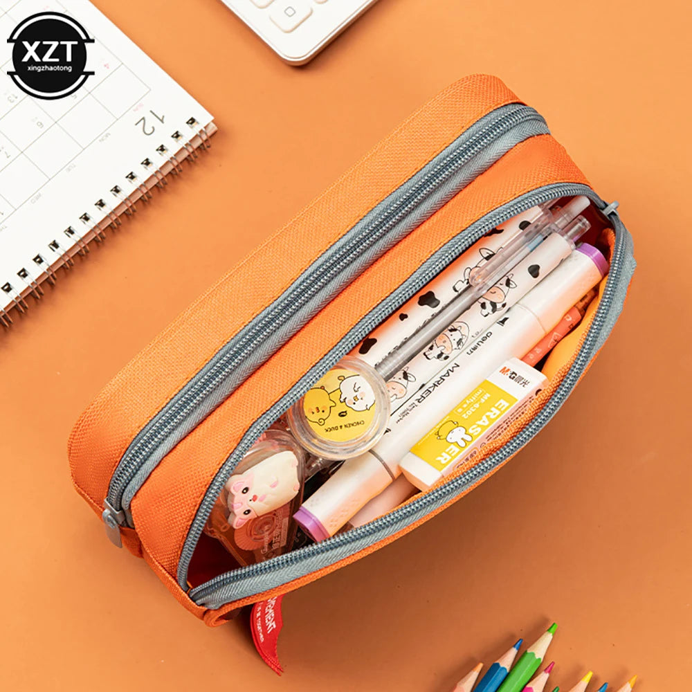Camouflage Pencil Case Double Zipper Canvas Pen Bag for Students
