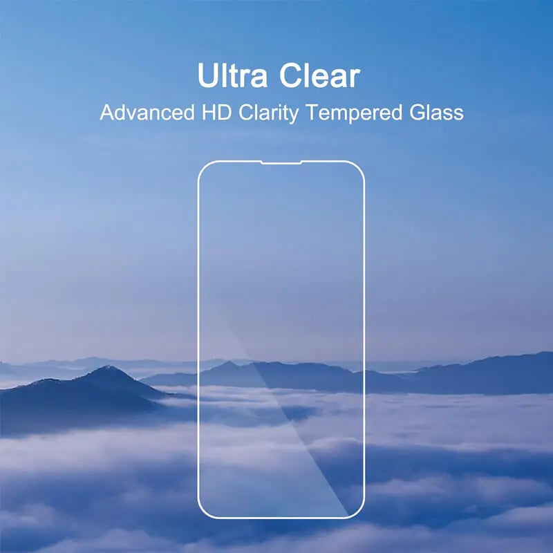 Ultra clear tempered glass with mountain and cloud background