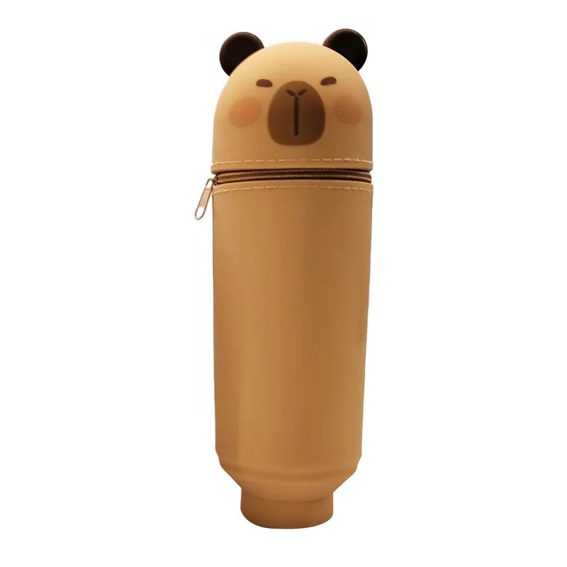 Cute Animal Silicone Pencil Case 2-in-1 Zipper Pen Pouch
