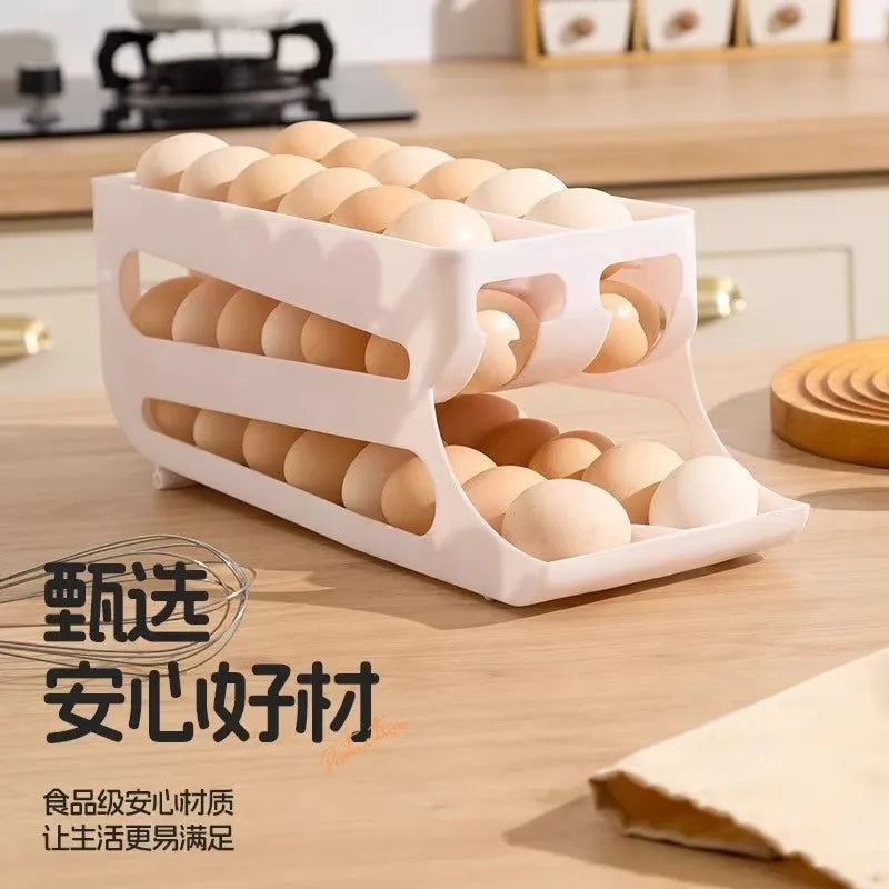 30 Egg Rolling Storage Box 3 Tier Fridge Rack