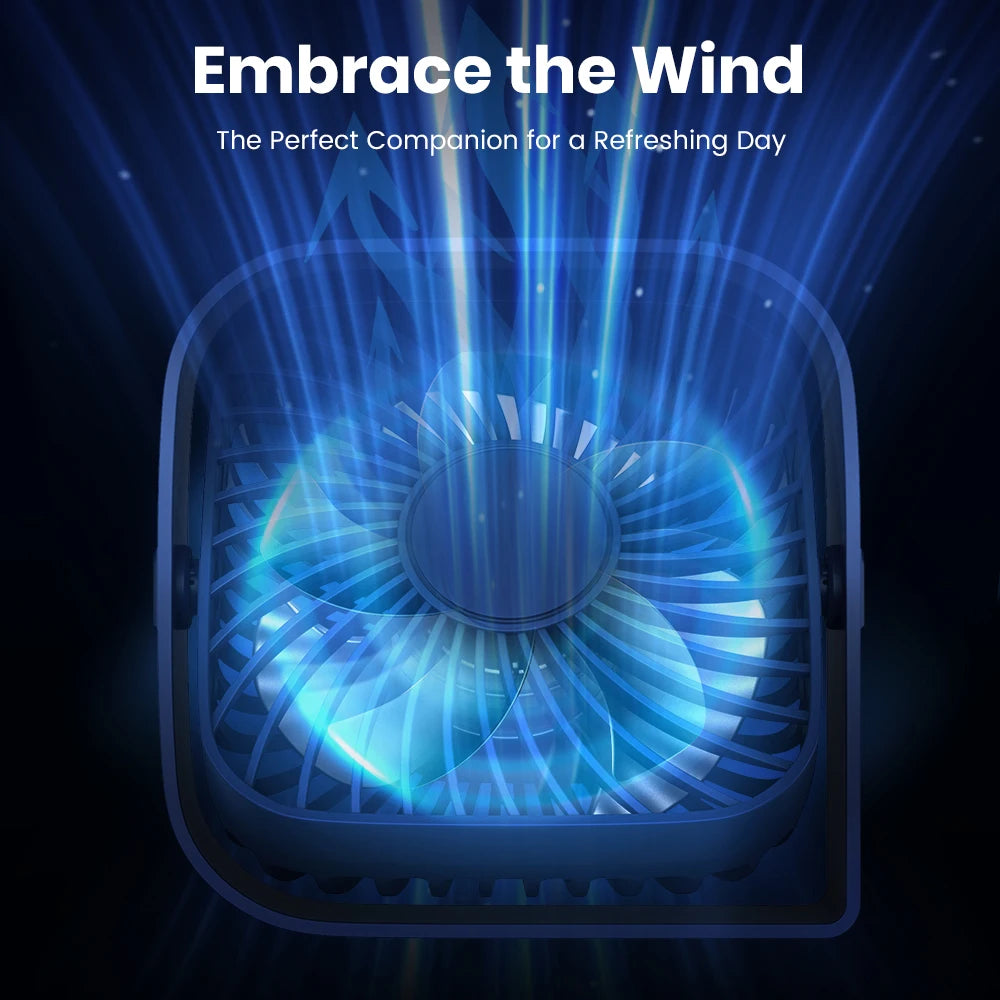 TOPK Mini USB Desk Fan 3 Speed 360° Rotatable Quiet Fan
