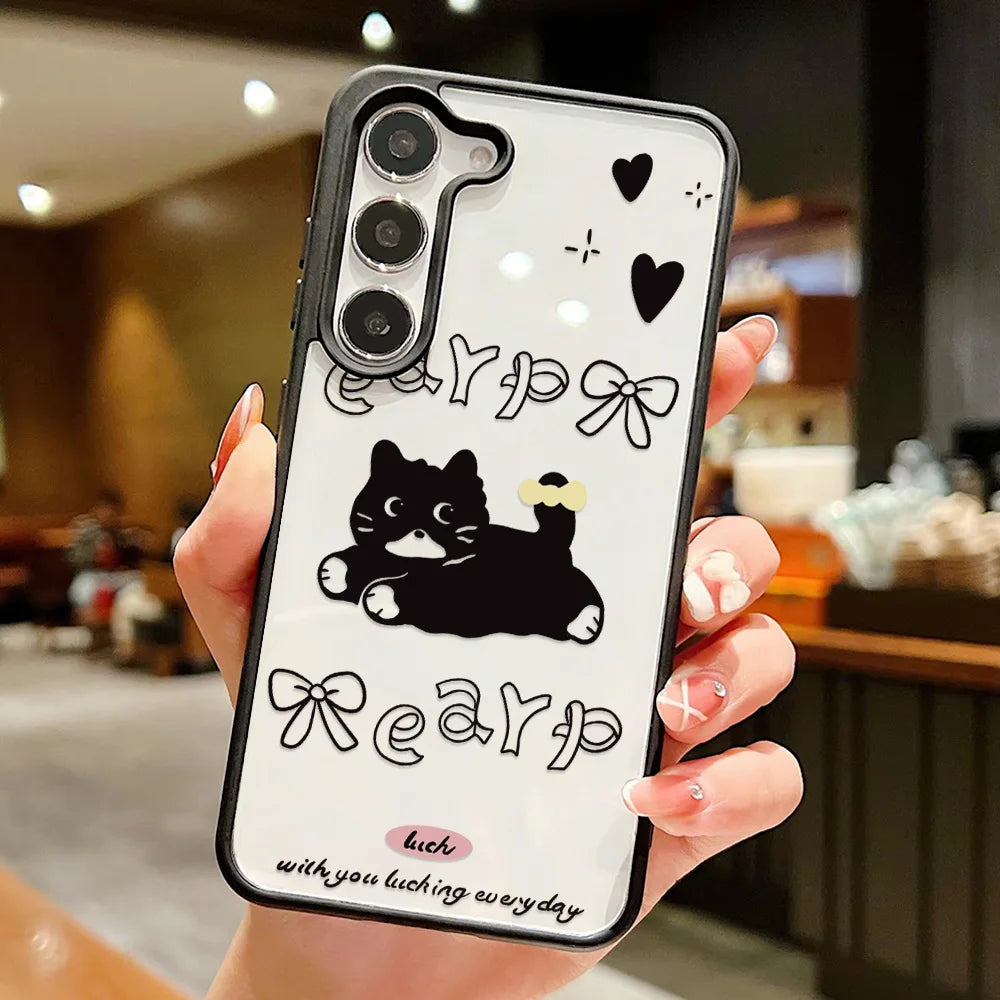 Cute Cat Wrist Strap Case For Samsung A26 A36 A56 S24 S25 S26 Ultra