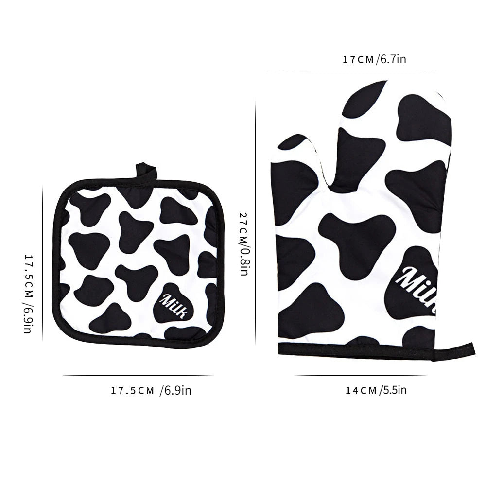 2PCS Leopard Print Oven Mitt & Pot Holder Set – Heat Resistant Kitchen Gloves