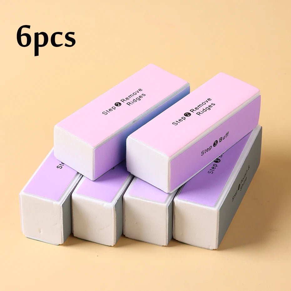 4 Sides Sponge Nail Buffer Professional Manicure Polishing Block