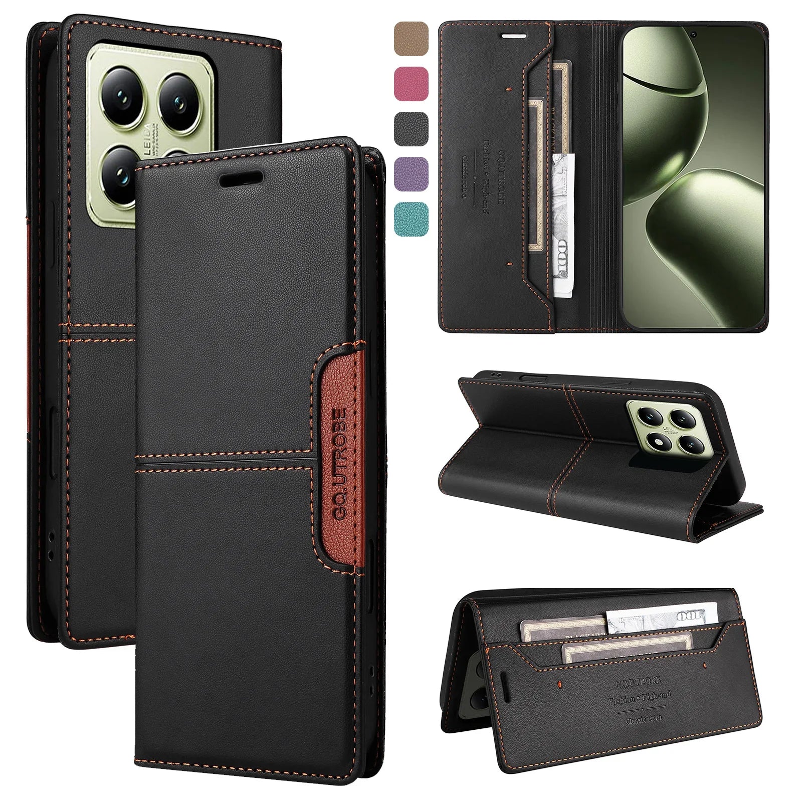 Leather Wallet Case for Xiaomi 11T 12T 13T 14T 15T 17T Poco X Series