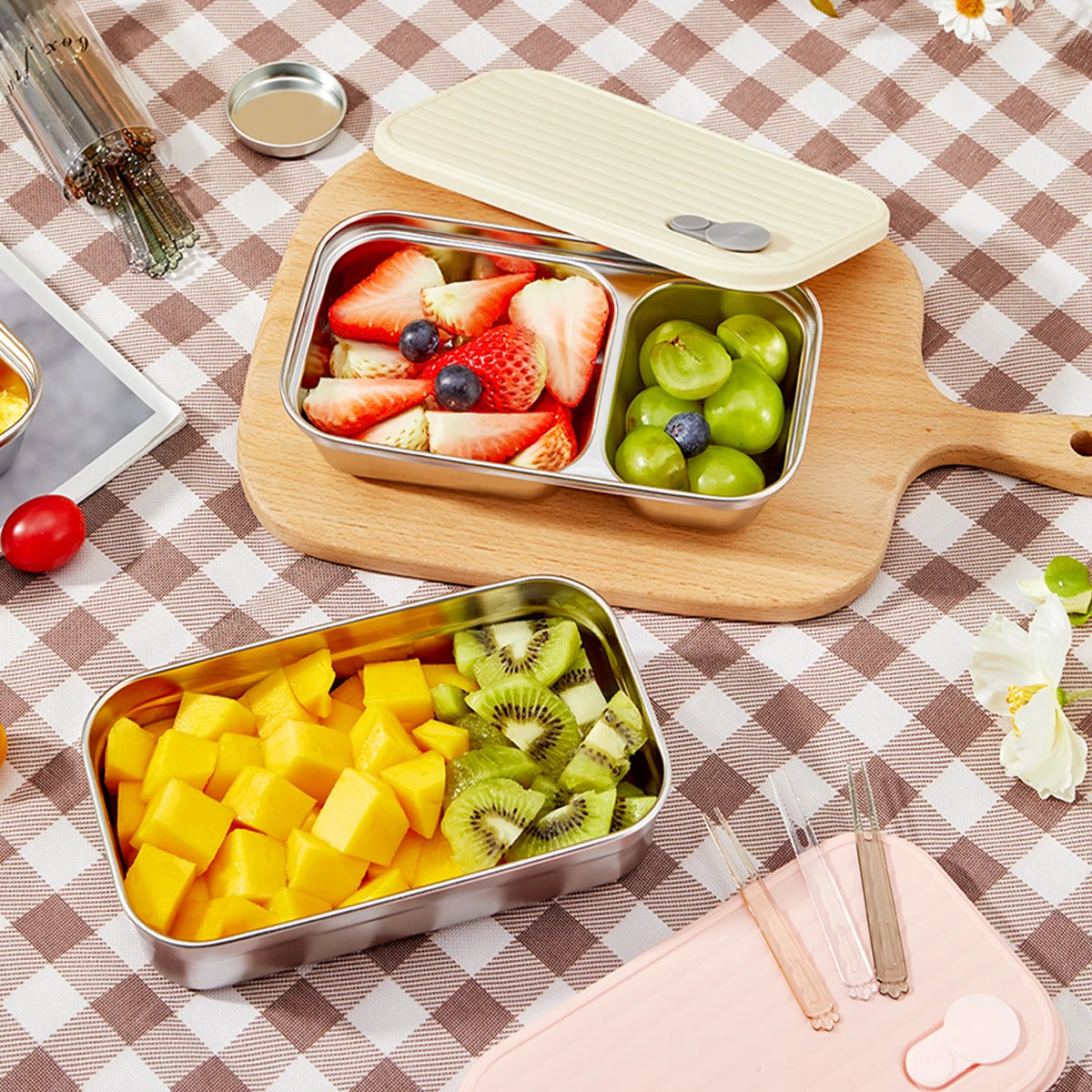 WORTHBUY 304 Stainless Steel Lunch Box Leakproof Stackable Food Container