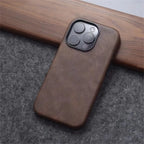 Retro Leather MagSafe Case for iPhone 12 13 14 15 16 17 Pro Max