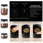 Vacuum Glass Coffee Storage Jar Airtight Coffee Bean & Tea Canister